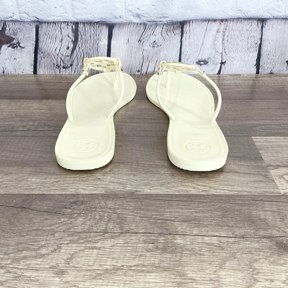 Tory Burch Mini Miller Jelly Flat Thong Ivory Size 8M